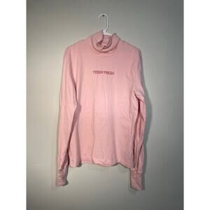 Teddy Fresh Pink Metallic Wire Embroidered Turtleneck Sweatshirt Size Medium